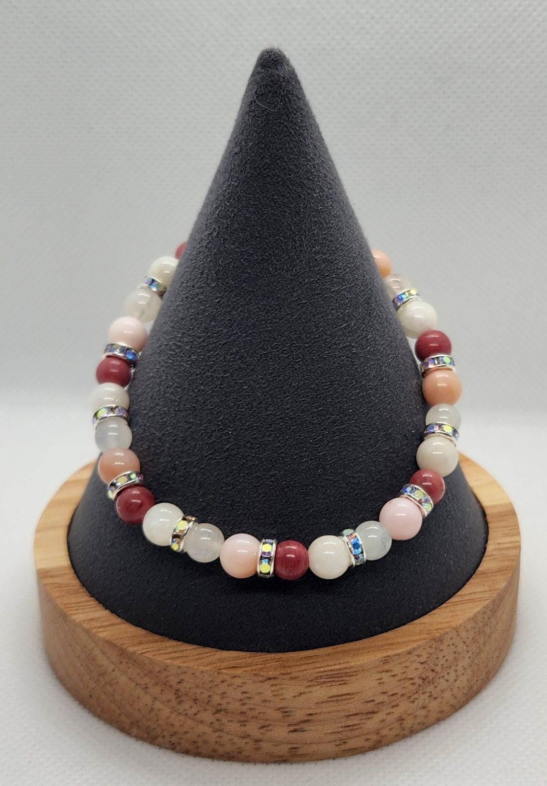 2 pink and 2 moonstones (7.5")