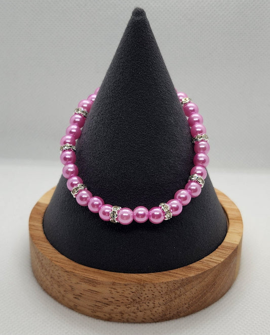 Pink with scalloped crystal (7")