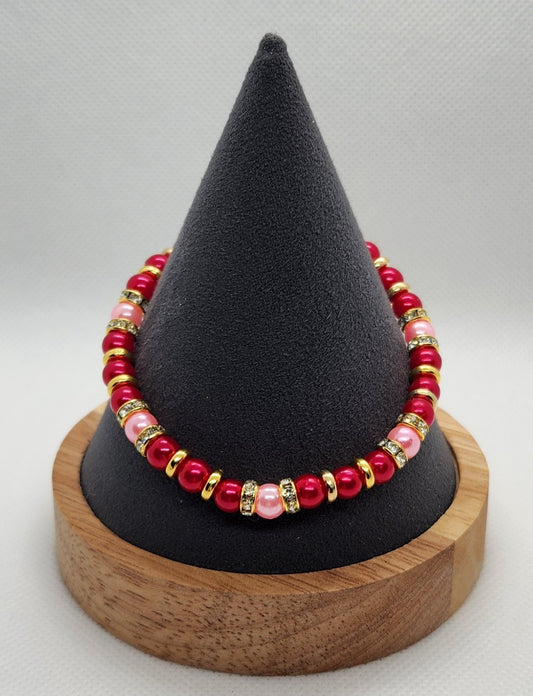 Red and pink with gold crystal (8")